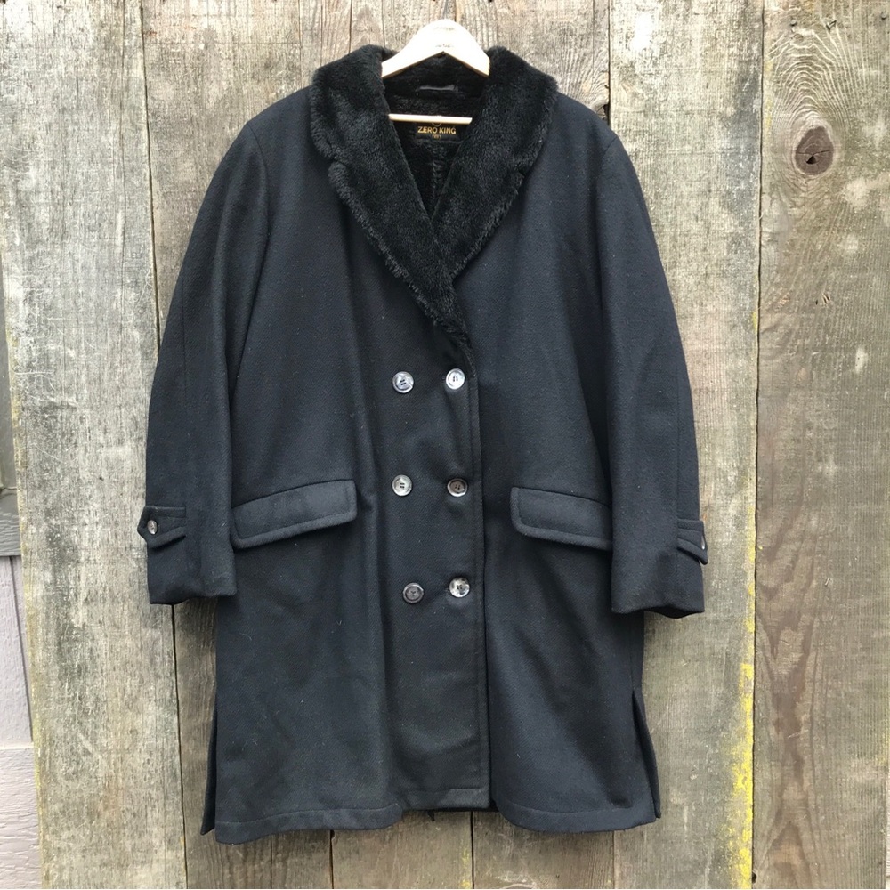 Vintage Zero King Union Made Insulated Wool Double Breasted Driving Coat Size 40